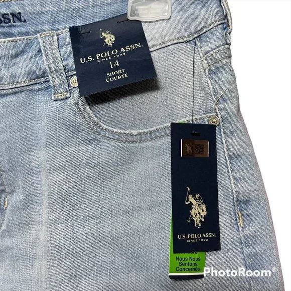 SOLD NWT❗️US Polo Assn Women's light wash Jean Denim Shorts Size 14 - Picture 7 of 10